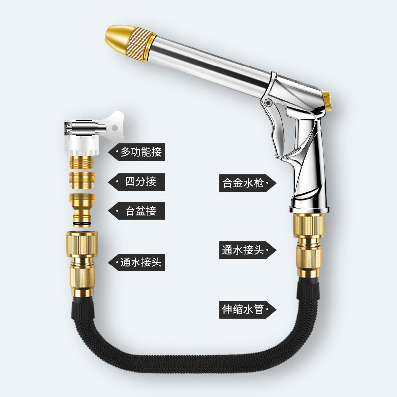 现货速发高压洗车水枪抢家用神器伸缩水管软管汽车冲水泵套装浇花
