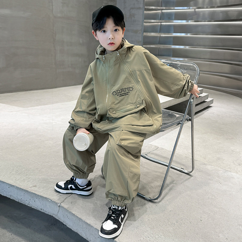 现货速发儿童装男童春装套装2024新款春秋款男孩卫衣运动大童酷帅