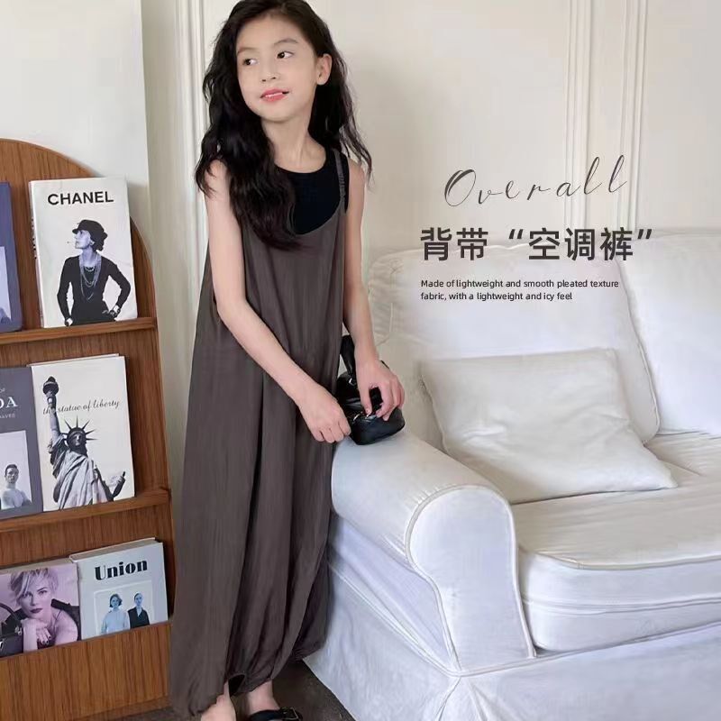 现货速发童裤子夏季薄款2025新款儿童休闲裤中大童连体裤空调垂感