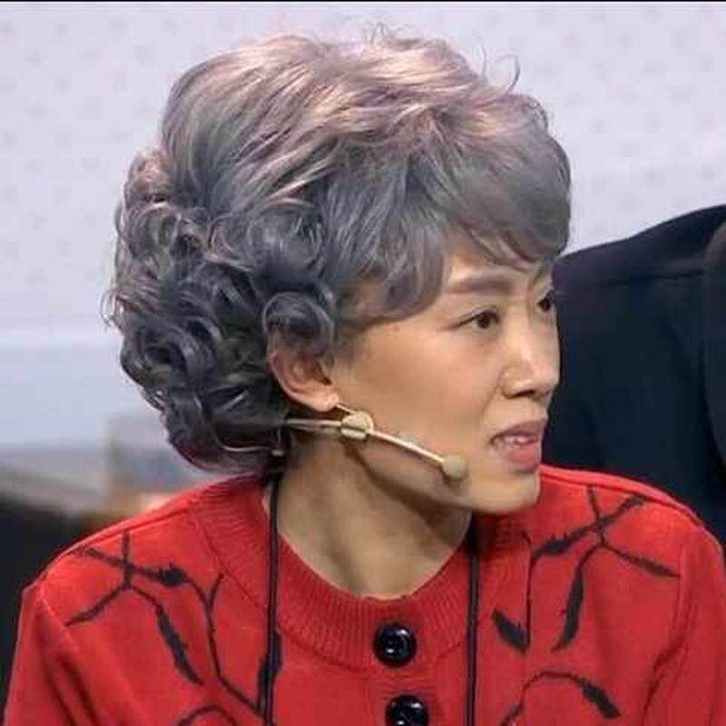 现货速发中老年用老人奶奶花白假发短卷发舞台道具表演出老太太