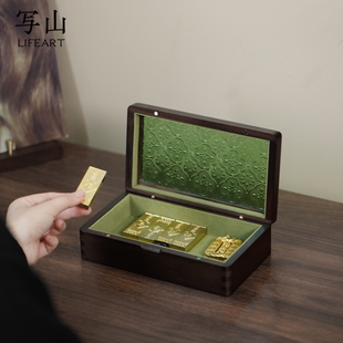 小金条收纳盒专用抗氧化大容量实木高级感工行银行收藏黄金高档盒
