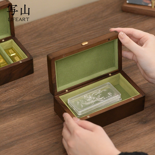 黑胡桃实木专放银条的盒子银元宝收纳盒银锭首饰盒白银投资专用