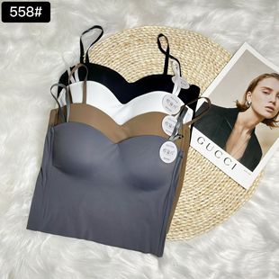 显瘦舒适内搭裹胸 外穿吊带背心修身 冰丝内衣乳胶固定杯一体式 夏季