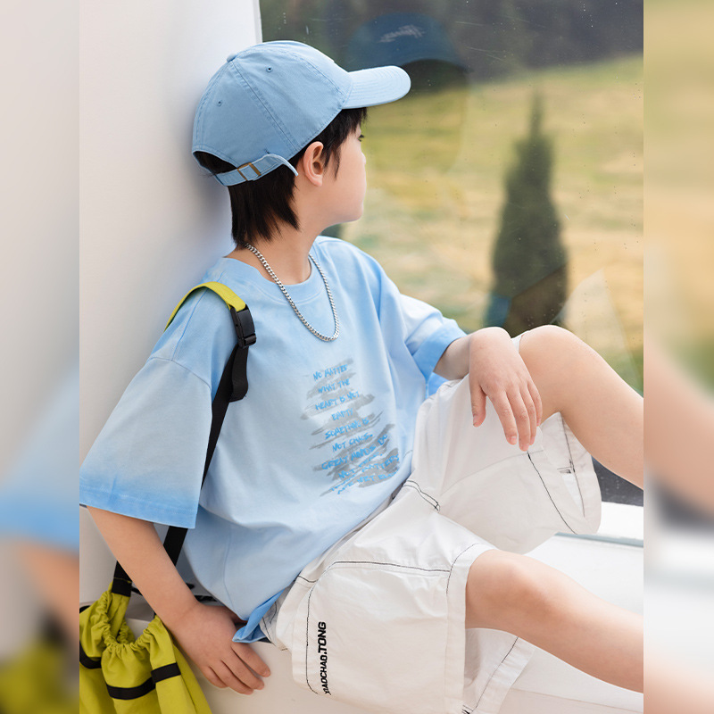 2025夏季新款扎染渐变男童短袖t恤纯棉 熊猫圆圆儿童夏装上衣