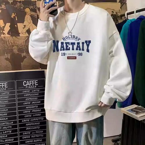 美式宽松痞帅上衣纯棉圆领卫衣