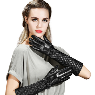 套 秋冬加绒加厚保暖开车触屏手臂套袖 羊皮手套女士加长款 手套韩版