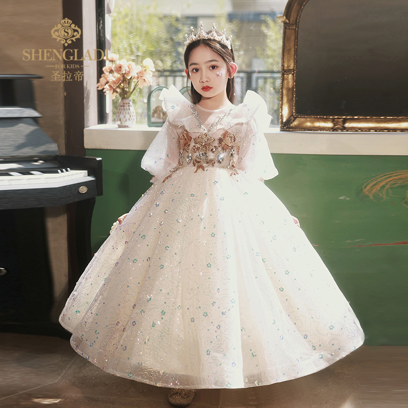 速发公主裙童高端礼服花童婚礼小孩婚纱钢琴演奏主持人走秀演出服