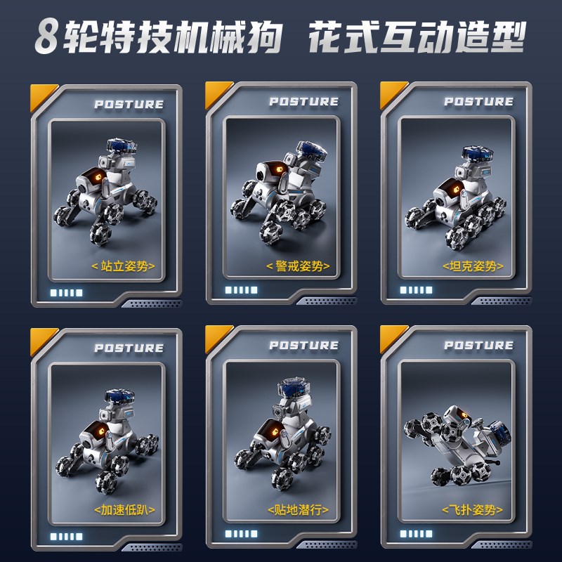 德国进口八轮特技遥控汽车机器狗儿童玩具男孩Q手势感应漂移越野