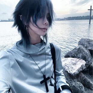 超大号木质十字架项链复古暗黑哥特风长款y2k亚比文化毛衣链简约