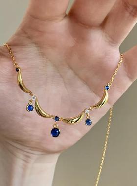超好看~是百搭款蓝色水滴项链哦