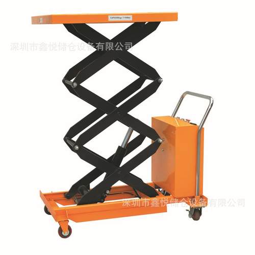 500kG/1吨2米移动式电动平台车滚筒升高车剪叉手推液压升降平台车