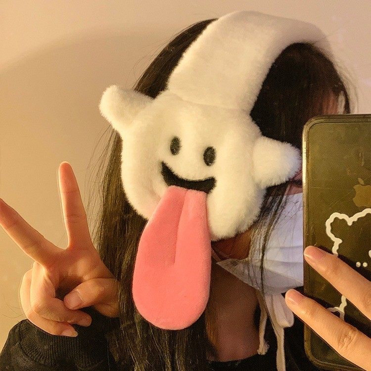 个性卡通搞怪吐舌毛绒耳罩女秋冬季保暖护耳套耳捂子耳包耳暖骑行