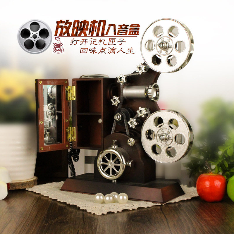 速发复古电影胶家放 播放机音乐盒映怀旧创意礼品片饰圣诞节儿童