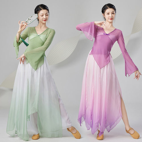 速发古典舞蹈服飘逸练功服纱衣裤子套装中国族民风古典演舞出服仙