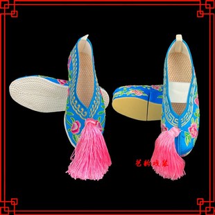 速发戏花戏曲京剧底剧青衣花旦彩鞋两寸半断越彩鞋三义斋绣剧平底