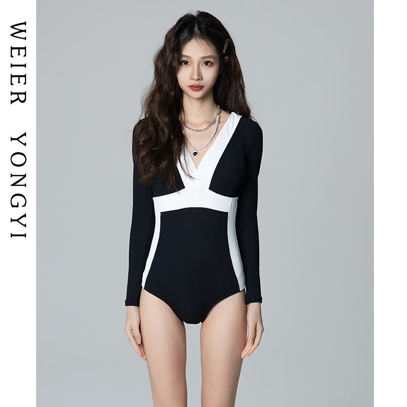 速发202袖晒连体长新防款保守遮肚少性感度假温泉游泳装