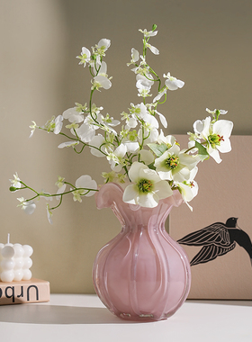 速发花饰摆高客厅插花水晶玻璃轻奢件级感餐桌实用装瓶品