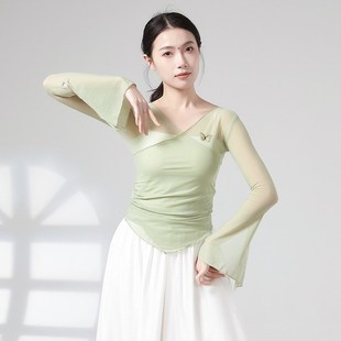 速发古典蝶身韵蝴舞纱衣班服艺考练功服中国民蹈舞族服装 上衣老师