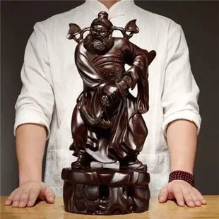 速发黑木木厅钟馗像摆件钟馗雕像实檀质家居客雕店铺装饰品工艺品