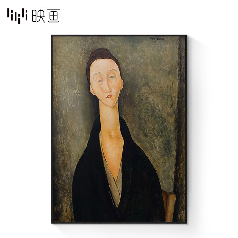 新品艺术画名画别墅金o属框装饰画复古人物壁画玄关油画沙发背景图片