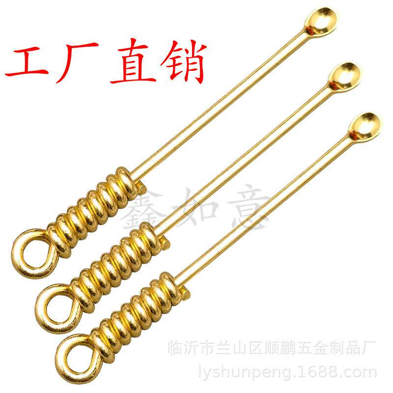 金色螺纹耳勺挖耳屎弹簧挖耳勺金挖耳勺金属耳朵清洁手工