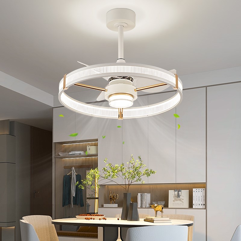 餐厅风扇灯吊扇灯简约现代u家用智能卧室房间小客厅电风扇吊灯一