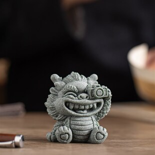 全国潮流蓝c色砂岩可爱龙九子饰品创意办公室桌面小饰品鱼缸景观