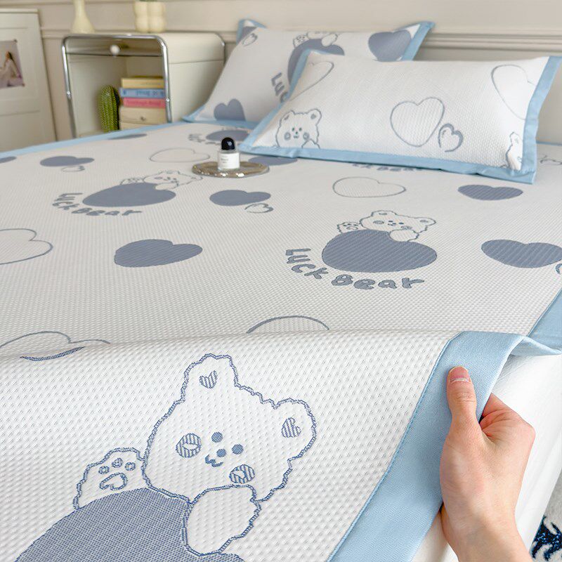 夏季A类可折叠g凉席床笠款三件套卡通风凉感空调软席2025新款床席