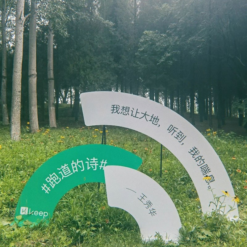 户外草坪装饰Pvc展示露营风w格布局创意市场雪佛龙板签到照片景区 - 实物图