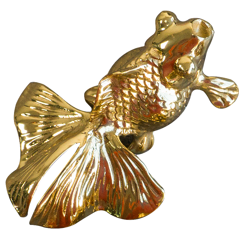 新中式欧式纯铜金鱼门把手柜子衣柜抽屉柜门黄铜S复古全铜拉手单