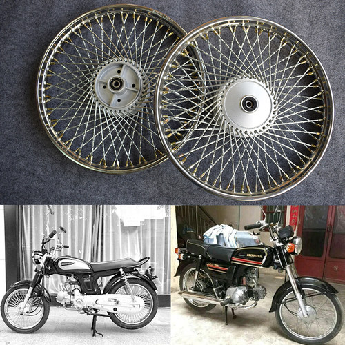 摩托车配件嘉陵JH70前后t钢圈总成轮毂轮网嘉陵70复古改装前后钢