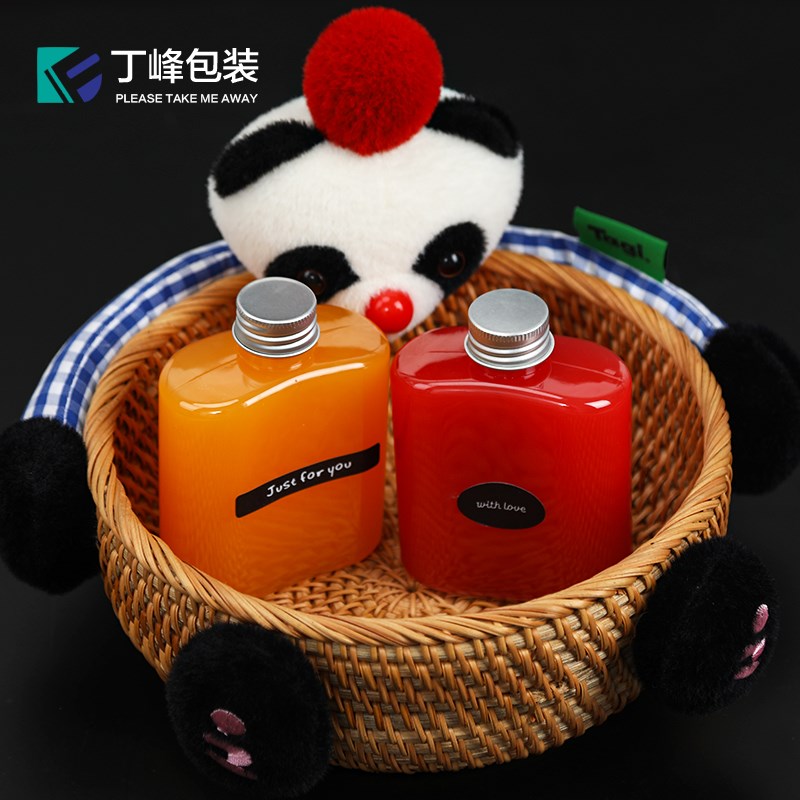 丁峰·网c红果汁杯创意造型塑料饮料包装瓶水果店鲜榨果汁瓶子