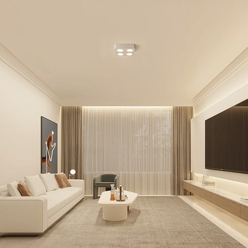 全光谱明装筒灯超薄智能四头斗y胆灯客厅卧室无主灯防眩射灯高显