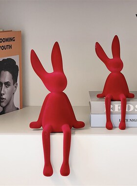 坐姿长耳小兔子摆件客厅电视柜轻奢高档I玄关现代家居装饰品高级