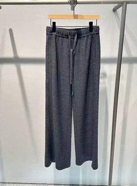 艾诺丝国内代购2025冬季修身高腰抽绳直筒休闲裤女阔腿裤AR314111