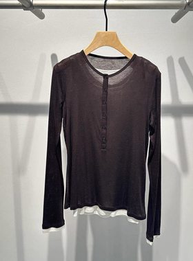 艾诺丝国内代购2026春季新款时尚假两件拼接针织衫打底衫BR601155