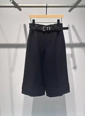 艾诺丝国内代购2025秋冬季新款高腰直筒黑色七分休闲裤女AR304003