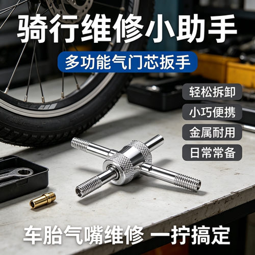 四合一气门芯扳手气门钥匙开关汽车轮胎内胎电动车自行车放气工具