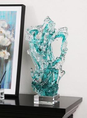 太湖石琉璃发财树摆件现代简约客厅酒店样板间博古架桌面装饰送礼