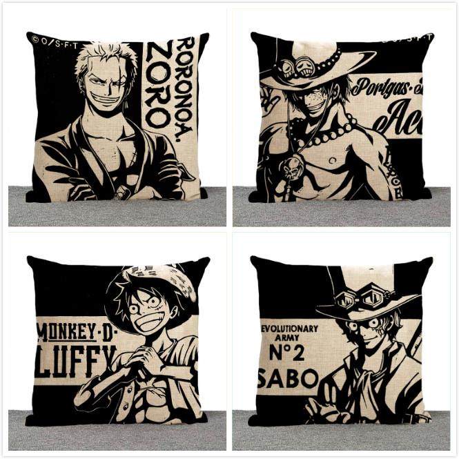 路飞海贼王抱枕索隆艾斯劳棉麻抱枕汽车沙发靠枕坐垫靠垫芯套定制