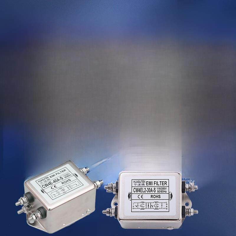 Cw4El2单相交流双级电磁干扰电源滤波器S螺栓型220V抗干扰10A20A3