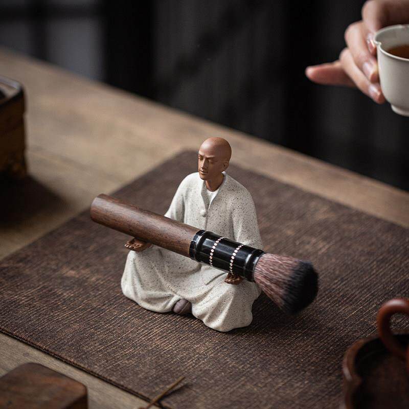 中式紫砂小和尚摆件禅意家居佛系小沙弥办公室桌面陶瓷装饰品摆设