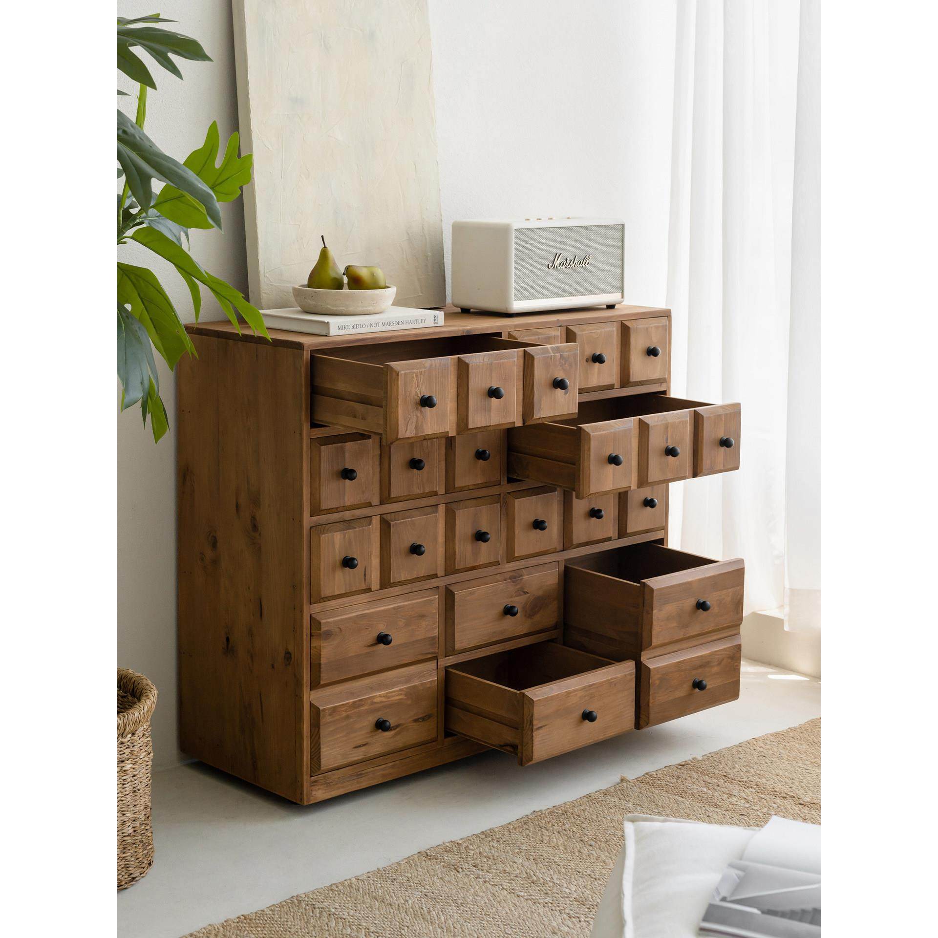 润家家居实木斗柜原木风中药柜民宿带轮子收纳柜家用客厅储物柜,住宅家具,斗柜,淘宝优惠券,粉丝福利购,淘宝优惠卷