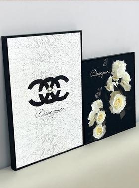 铝合金摆画客厅沙发画山茶花高级感高档ins风轻奢北欧风装饰画