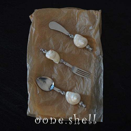 一颗贝壳 月光珍珠白海螺不锈钢叉子勺子牛油刀餐具创意小众礼物
