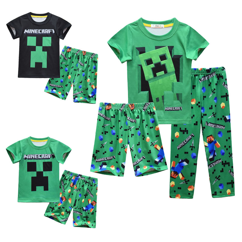 我的世界Minecraft同款儿童套装男孩女孩睡衣两件套家居服长短袖