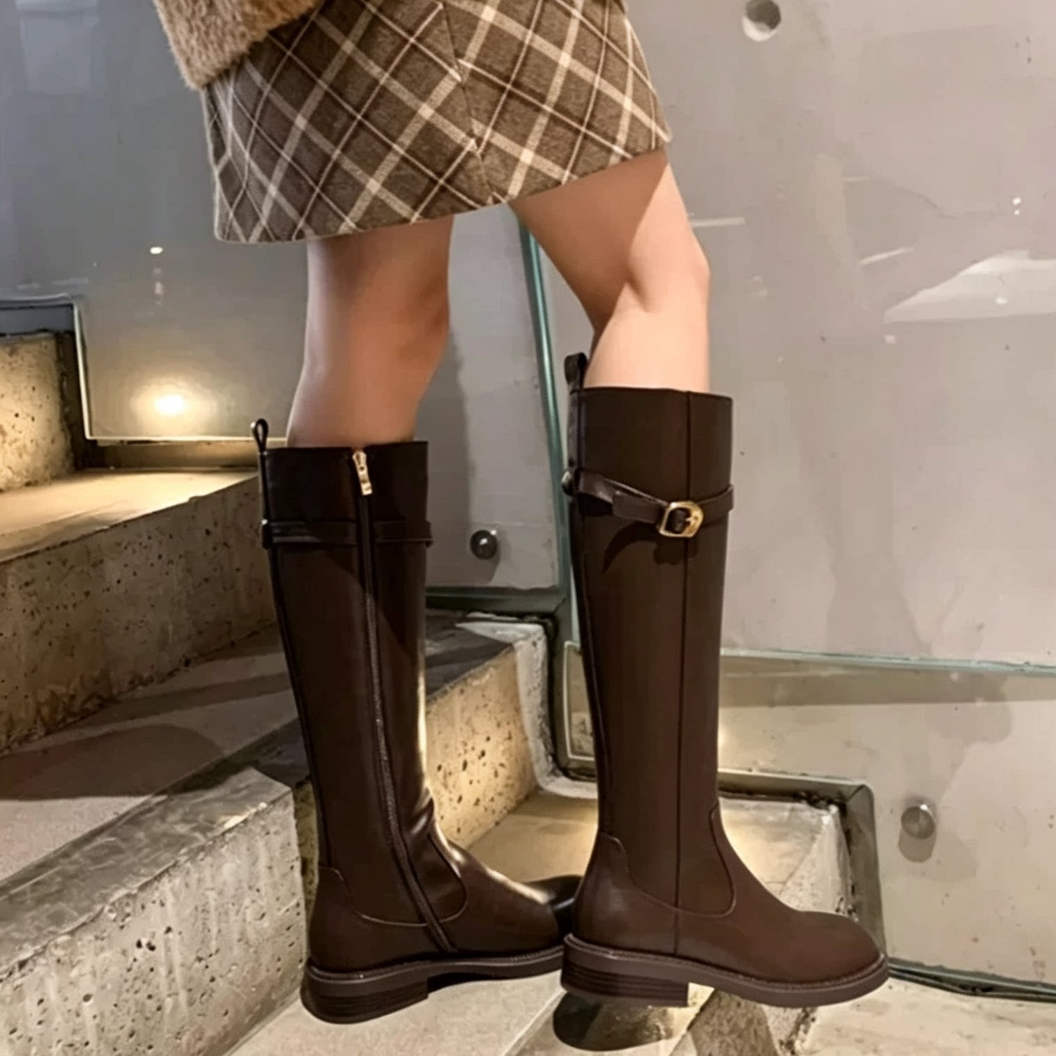 内增高靴子长筒靴女修饰腿型显瘦高筒靴不过膝骑士靴高级通勤长靴