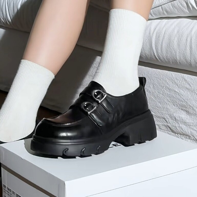 徐如蓝同款好看厚底乐福鞋女2026新款黑色小皮鞋学院单鞋子巨好看