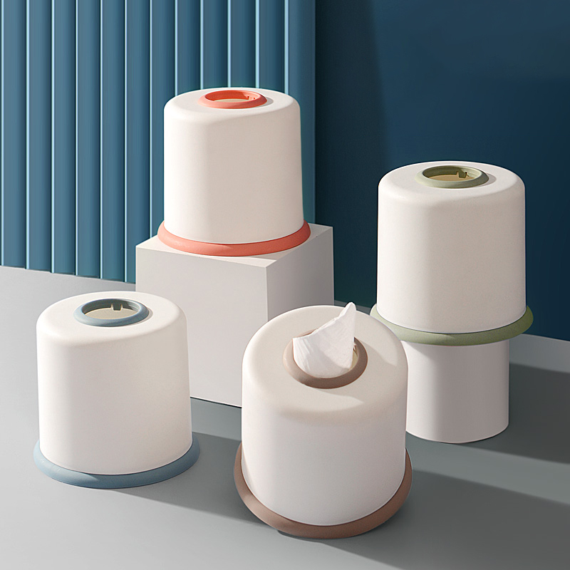 速发纸巾盒抽纸盒家用客厅风圆形卷纸筒餐厅创纳桌面简约盒意收子