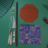 古风腰扇可卷曲旋转团扇手工diy材料包宋锦织锦缎折叠扇团建活动